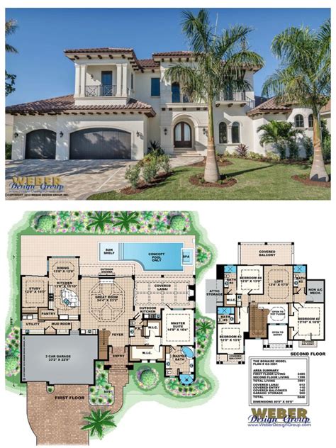 Mediterranean House Plan 2 Story Coastal Mediterranean Floor Plan