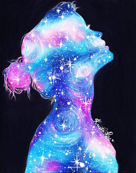 Galaxy Girl Print By Kristaraeart On Etsy 2500 Pintura De Galaxias