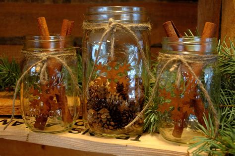 Rustic Set Of 3 Mason Jars With Snowflakes By Pineknobsandcrickets