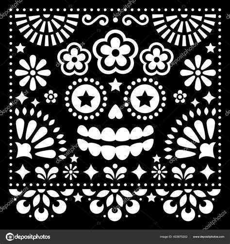 Mexican Folk Art Vector Folk Art Design Sugar Skull Flowers Stock