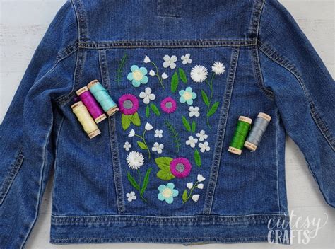 Diy Denim Jacket With Embroidery Cutesy Crafts