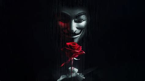 Anonymous Mask Red Rose 4k 2390g Wallpaper Iphone Phone