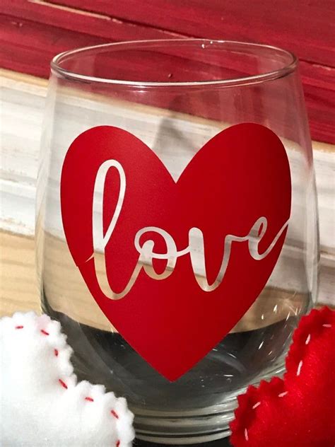 2 Love 20oz Stemless Wine Glasses Set Of 2 Valentines Wine Glasses Valentines T Handmade