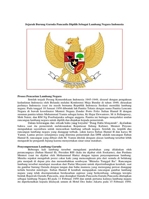 Sejarah Burung Garuda Pancasila Dipilih Sebagai Lambang Negara Indonesia