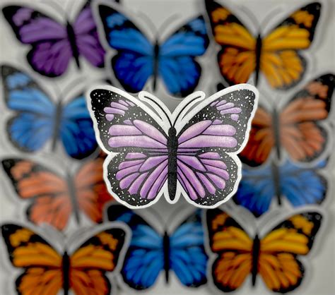 Purple Butterfly Sticker Etsy