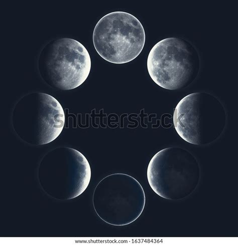 All Moons Phases Circle 3d Illustration Stock Illustration 1637484364