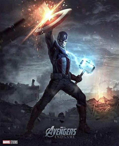 Captain America With Shield And Thor Hammer Mjölnir Marvel Marvel