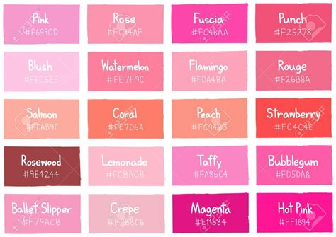 Imagen Relacionada Pink Color Chart Color Names Chart Blush Color