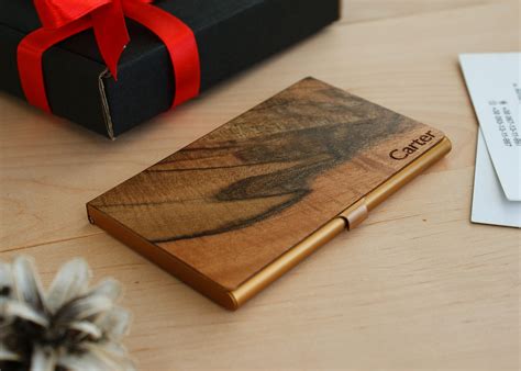 Wood Business Card Holder Personalized Wooden Business Card Etsy Canada