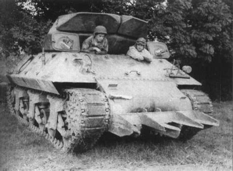 M10 Tank Destoryer Equipped With The T1e1 Rhinoceros Hedgerow Cutter