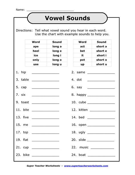 Long Vowels Worksheet