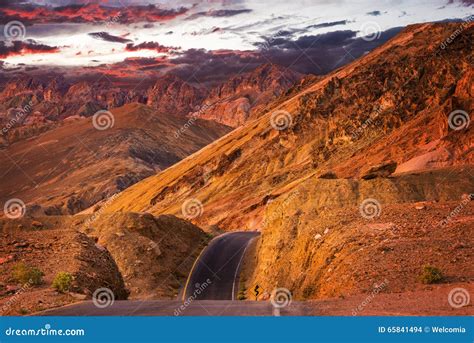 California Desert Road Sunset Stock Photo Image Of Nature Hill 65841494