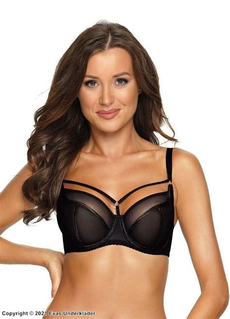 Soft Cup Bra Straps Over Bust Mesh Inlay