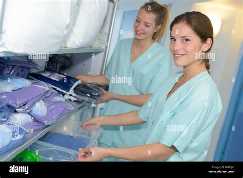hospital laundry workers Stock Photo - Alamy