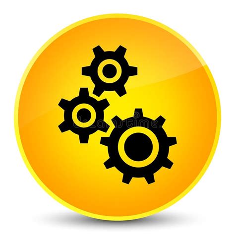Gears Icon Elegant Yellow Round Button Stock Illustration