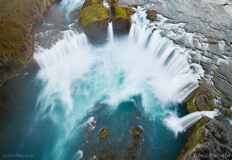 Godafoss Waterfall Long Exposure Aerial Photo Luchtbeeldnl Paul