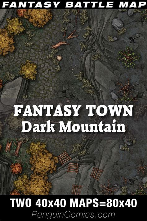 VTT Battle Maps Fantasy Town Dark Mountain Two VTT X Maps X PenguinComics VTT