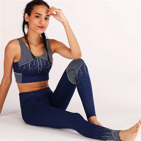 2 Piece Yoga Set Women Sport Suit Gym Workout Clothes Womens Tracksuits Fitness Crop Top