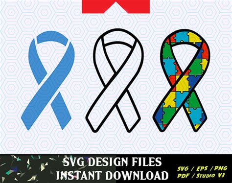 Autism Ribbons Svg Files Vector Clip Art For Commercial And Etsy