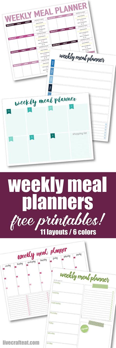 Printable Weekly Meal Planners Free Live Craft Eat Weekly Meal