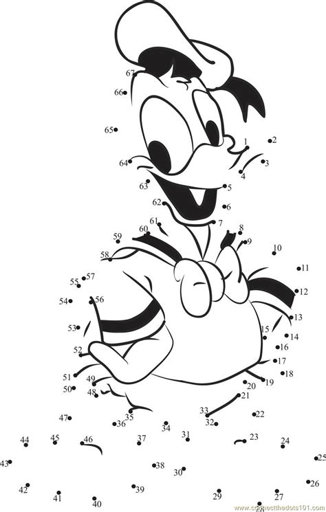 Donald Duck Standing Dot To Dot Printable Worksheet Connect The Dots