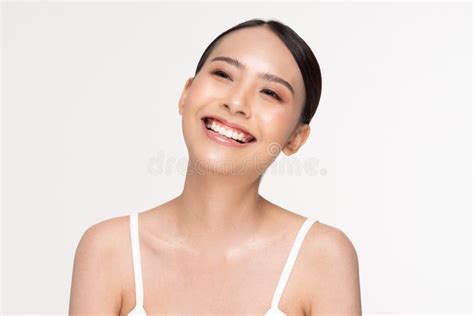 Happiness Asian Young Woman Smile And Laugh With Beauty Clean And Fresh