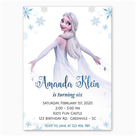 Frozen 2 Elsa Birthday Invitation Easy Inviting