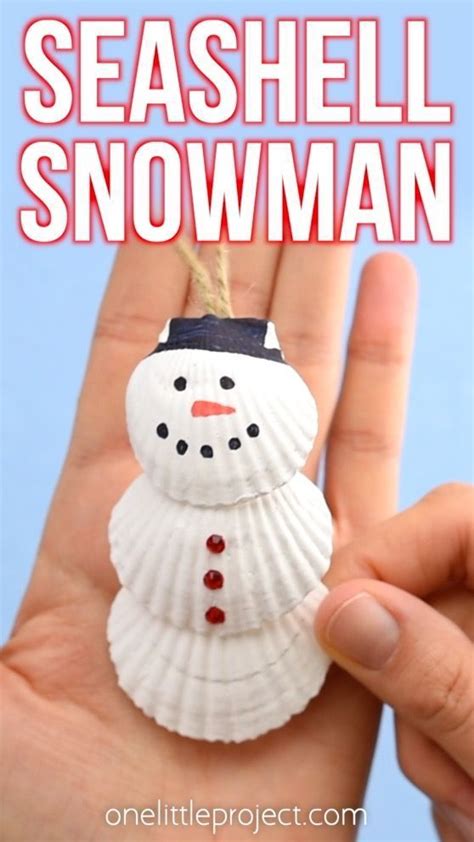 Kid S Craft Project Easy Snowman Seashell Christmas Ornaments Artofit