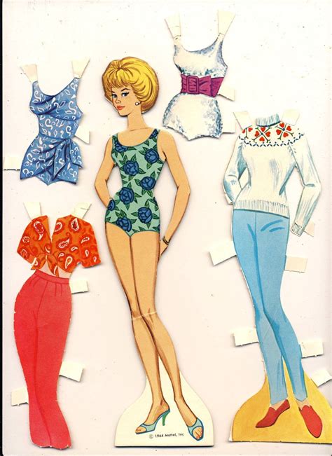 barbie paper doll and clothes mattel vintage 1964 by lindapaloma paper fashion paper fashion