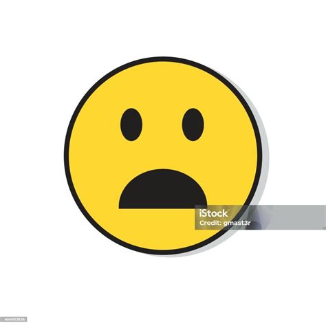 Yellow Sad Face Shocked Negative People Emotion Icon Stock Illustration
