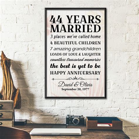 44th Wedding Anniversary Ts Poster For Couple Grandparents Grandpa