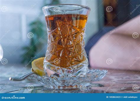 Tea In Azerbaijani Traditional Armudu Pear Shaped Glass Azerbaijan