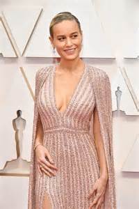 Brie Larsons Celine Cape Dress Oscars 2020 Photos Popsugar Fashion