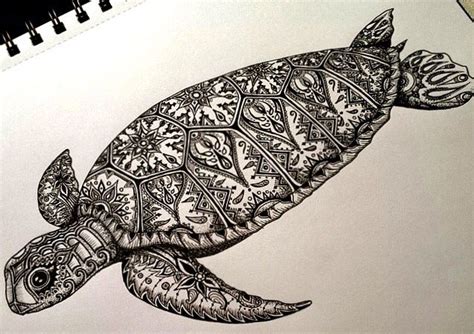 Sea Turtle Zentangle Notebook Drawing Zentangle Drawings White Tattoo