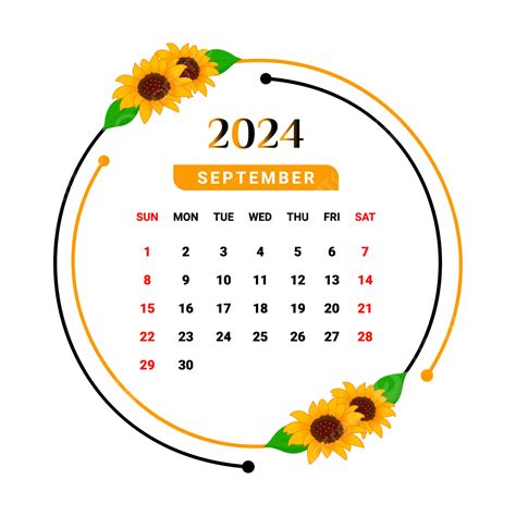 Gambar Kalender Bulan September 2024 Dengan Bingkai Bunga Unik Vektor