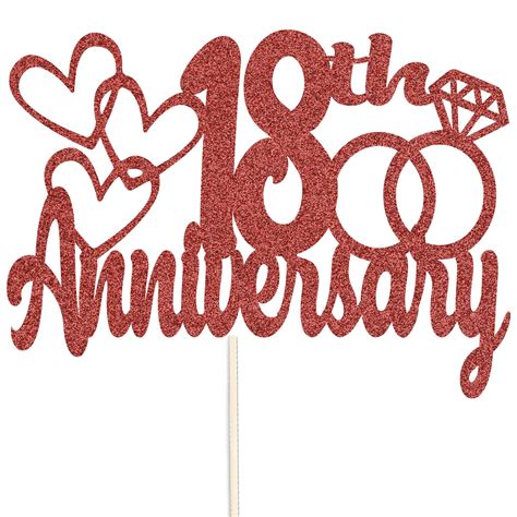 Happy 18th Anniversary Glitter Cake Topper Wedding Party Etsy