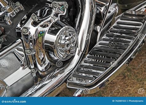 Harley Davidson Chrome Parts Stock Image Image Of Luxury Motorbike