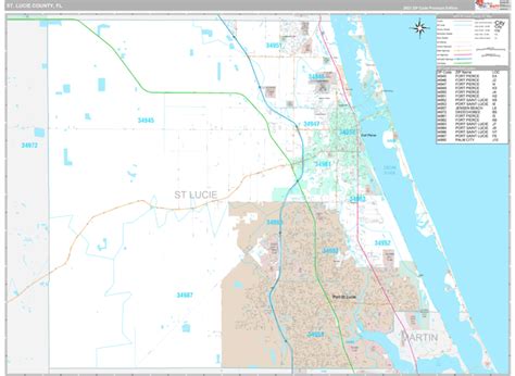 St Lucie County Wall Map Premium Marketmaps