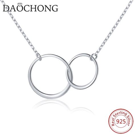 mother daughter necklace 925 sterling silver two interlocking infinity double circles necklace