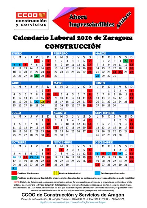 Calendario Laboral De La Construcci N Spain