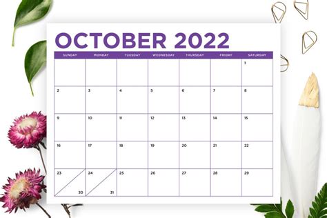 85 X 11 Inch Color 2022 Calendar Template Instant