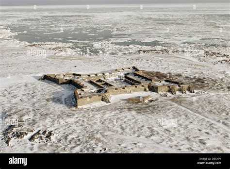 Aerial View Of Prince Of Wales Fort In Winter Churchill Manitoba