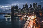 Brooklyn Bridge, USA, city, New York City, night HD wallpaper ...