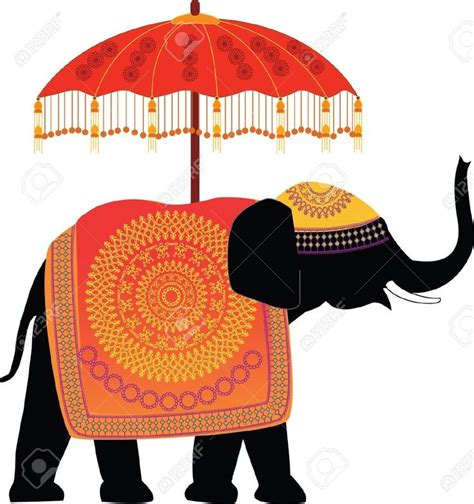 Decorated Indian Elephant Vector Clip Art Library