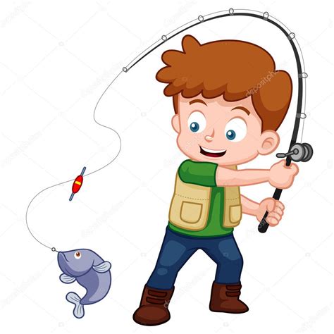 Picture Cartoon Boy Fishing Cartoon Boy Fishing — Stock