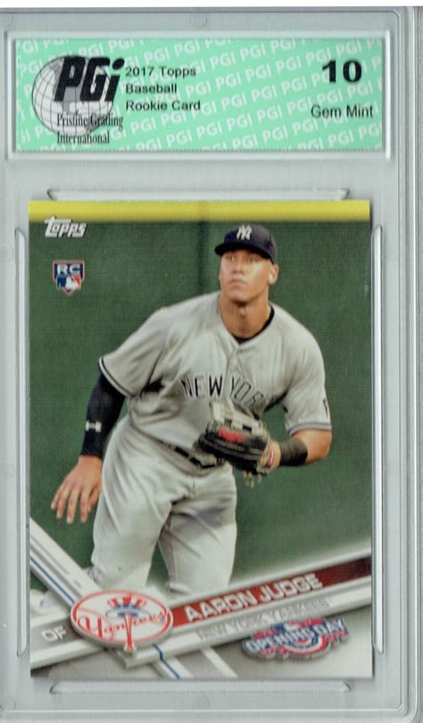 Latest on new york yankees right fielder aaron judge including news, stats, videos, highlights and more on espn. Aaron Judge 2017 Topps Opening Day #147 Rookie Card PGI 10
