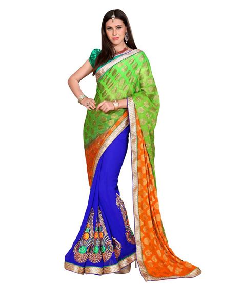 Jiya Multi Color Viscose Saree Buy Jiya Multi Color Viscose Saree Online At Low Price
