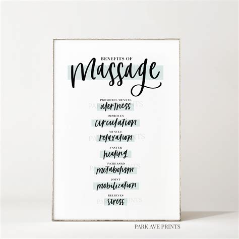 Benefits Of Massage Therapy Poster Etsy
