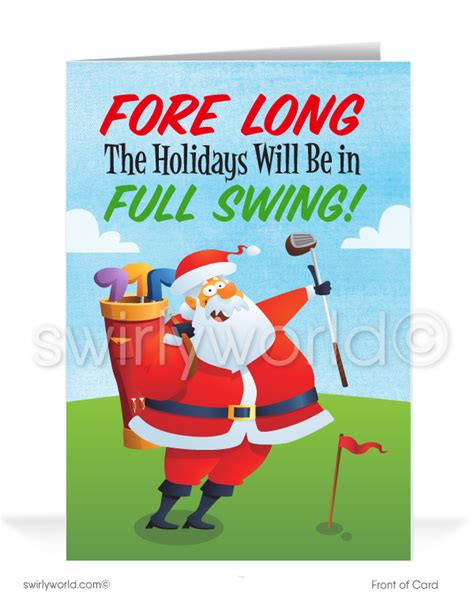 Funny Golfing Golfer Santa Claus Merry Christmas Business Holiday Gree