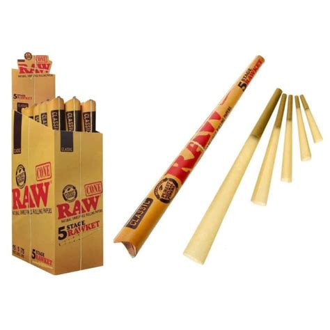 raw classic 5 stage rawket pre rolled cones 5 pack smoke cargo